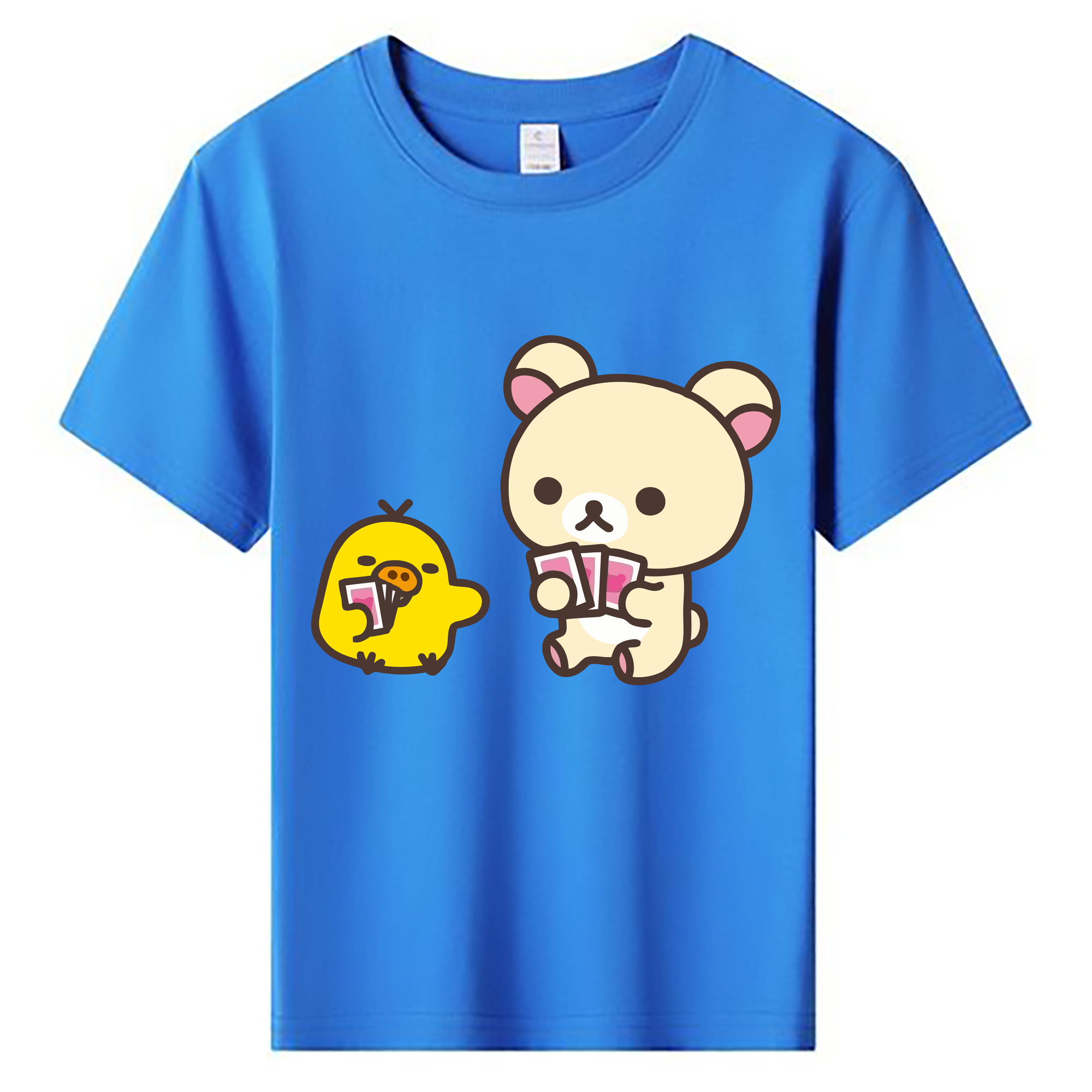 （画像用） リラックマ リラックマ キイロイトリ Rilakkuma Korilakkuma Kiiroitori 綿100％キッズTシャツ（フロントプリント）